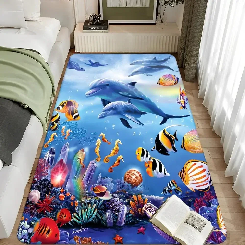 Sea Animals Ocean World Shark Area Floor Mat Bath Mat Nordic Style Home Doormat Bathroom-Toilet Mats Bedroom Welcome Doormat