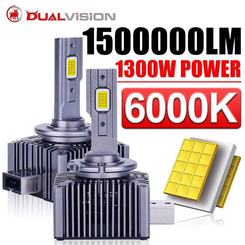 

Dualvision D1S D3S LED Headlights 1:1 Car Light Xenon HID D2S D4S D8S D1R D2R D3R D4R Turbo 1500000LM 1300W Two-sided CSP Chips
