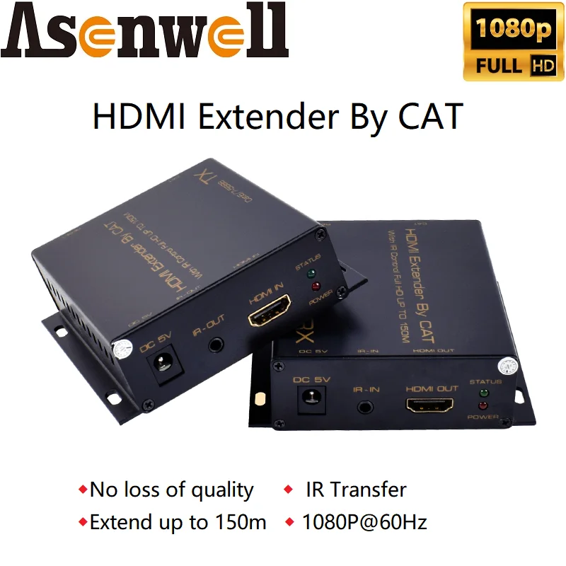 HDMI Extender By Cat6 150m 1080P 60Hz 3D Video Splitter Over IP Single Cat 5 Cat 5e/ 6 Cable RJ45 HDMI Extender over Ethernet