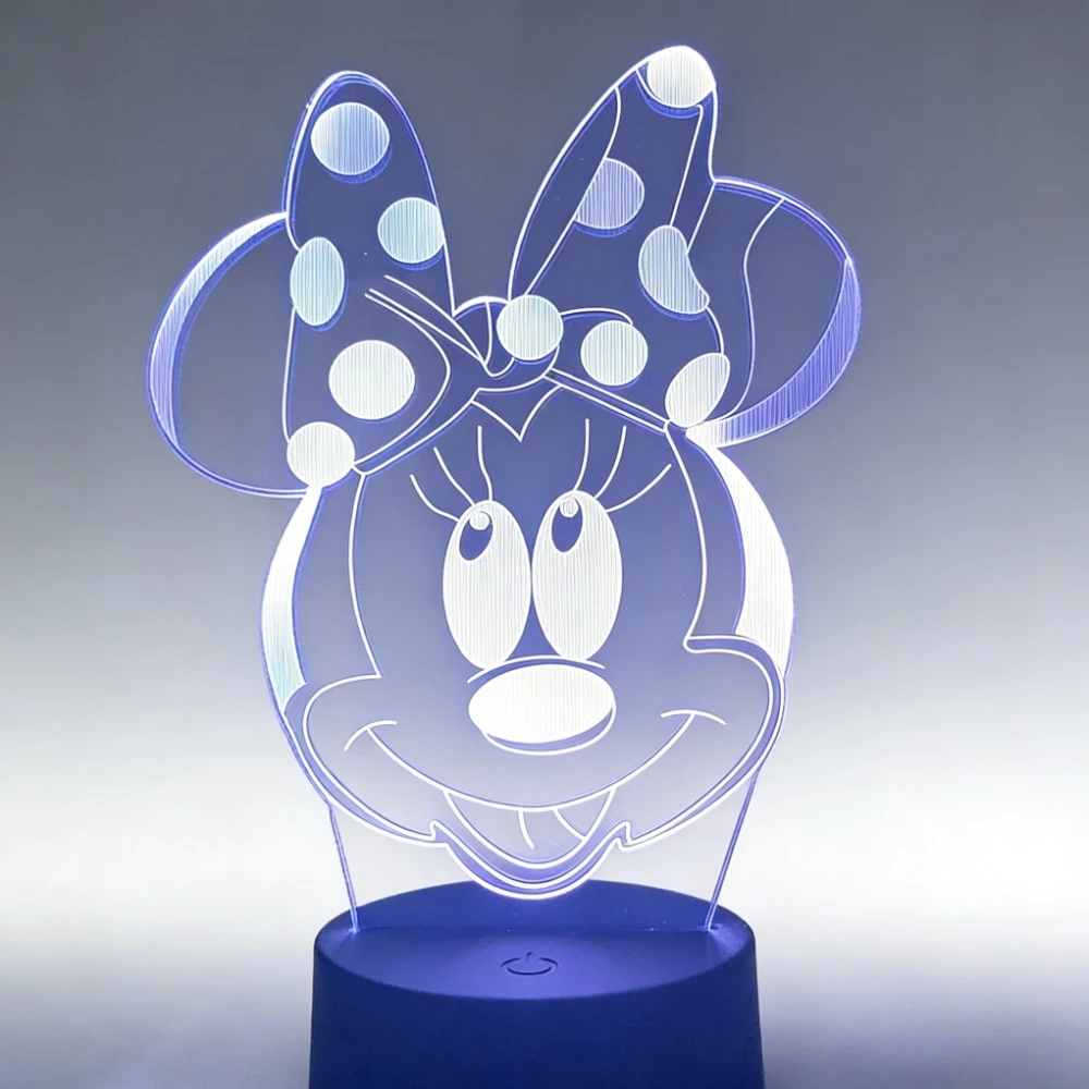 ثلاثية الأبعاد ضوء الليل ديزني الكرتون ميني ميكي ماوس الاكريليك اللمس ثلاثية الأبعاد الوهم مصباح غرفة نوم ديكور الجدول مصباح ألعاب أطفال الهدايا
