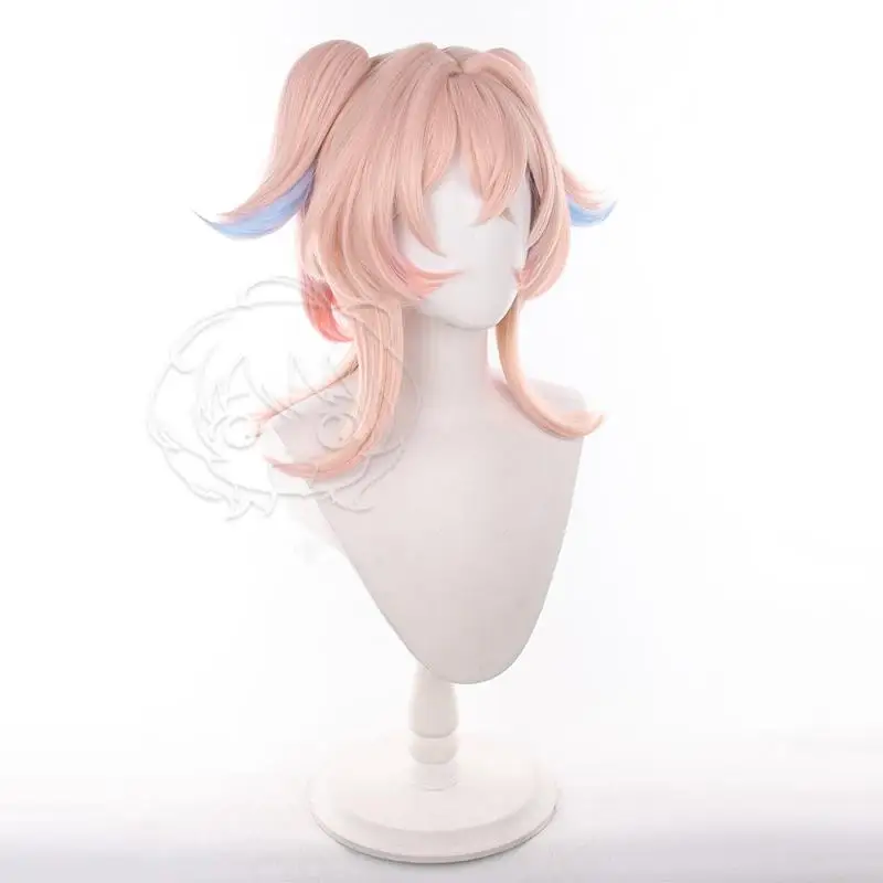 Anime Genshin Impact Linnea Damen Cosplay Perücken Kostüme Kopfbedeckung 50cm Lange Simulierte Kopfhaut Dicke Gemischte Voluminöse Lange Haarperücken – Detail 5