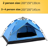 3-4 Person Fully Automatic Quick Open Tent Waterproof Camping Family Outdoor Light-weight Instant Setup