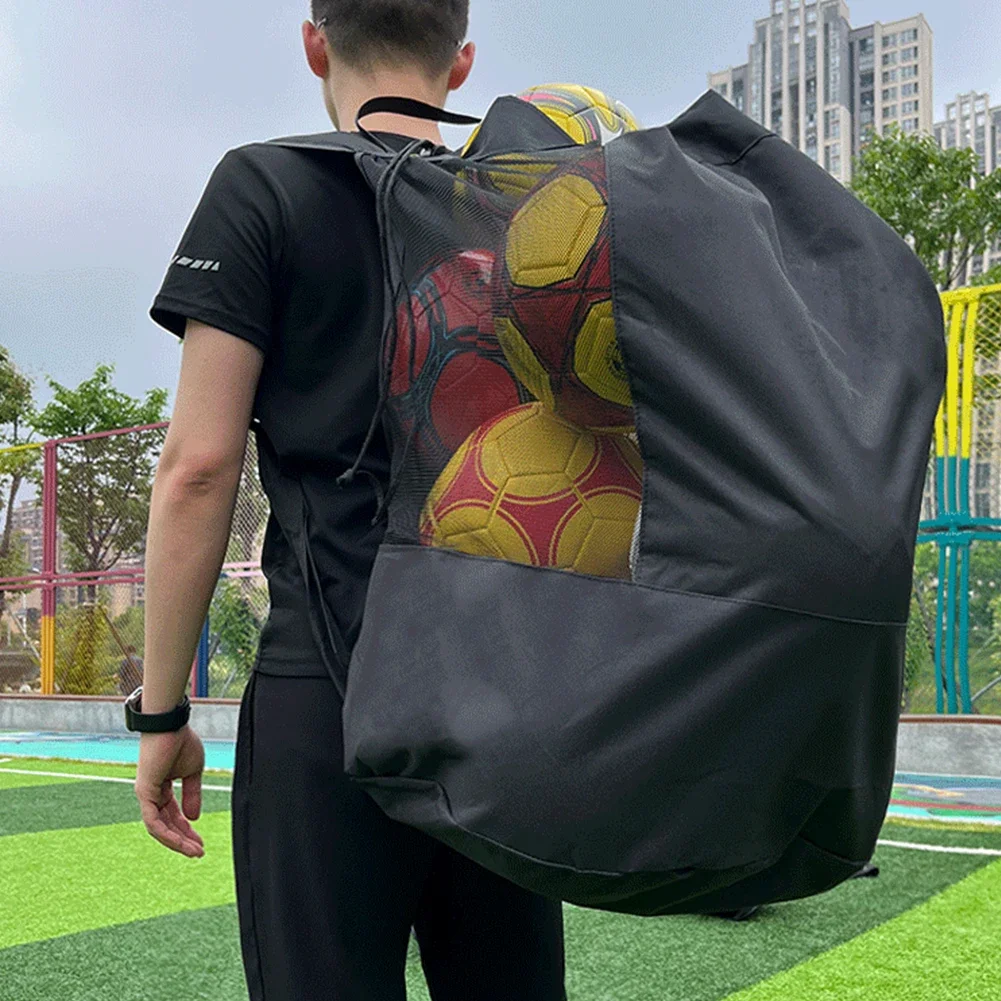 

Drawstring Mesh Ball Bag W/Shoulder Strap Basketball Soccer Football Backpack for Team Outdoor Sports
