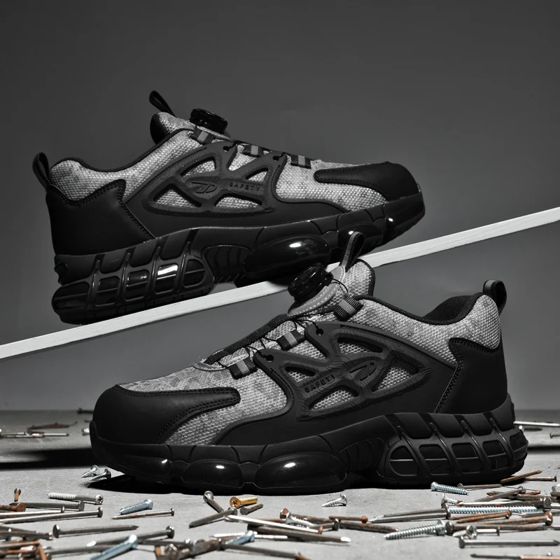 الدورية زر جديد أحذية أمان الرجال مكافحة سحق مكافحة ثقب أحذية عمل موضة الرجال أحذية رياضية الأمن أحذية واقية الرجال ث