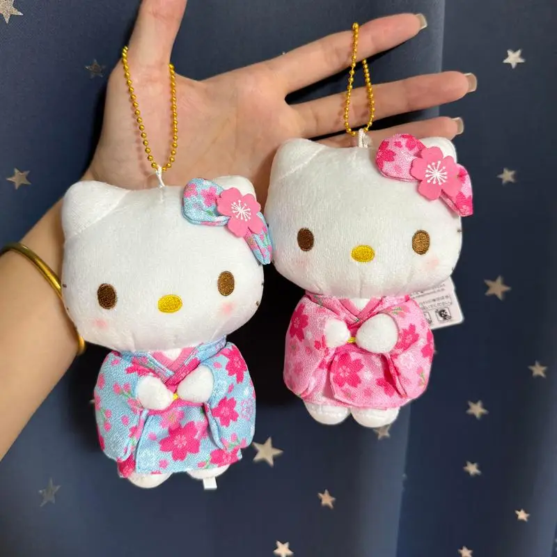 

Hello Kitty Cute Plush Keychain Cartoon Backpack Charm Japan Style Kimono Plush Toy Desktop Ornament Christmas Gift