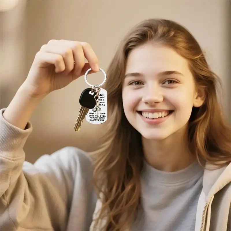 5Pcs Stainless Steel Keychain With Unique Design Stylish Management Pendant C71A