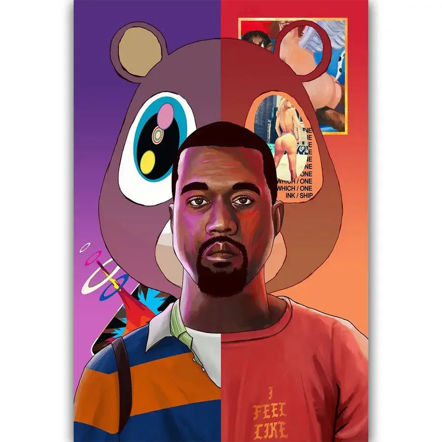 カニエウェストアメリカ-ヒップホップミュージックスター2シルクアートポスター,壁の装飾,ギフト,新品