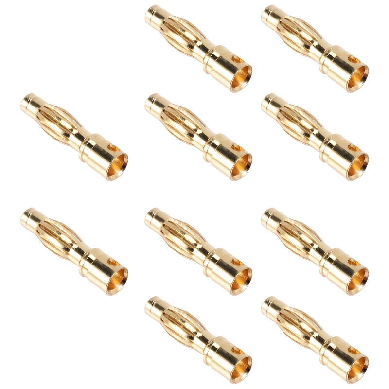 Active 10PCS Gold Tone 4mm Male Banana Plug Bullet Connector Replacements