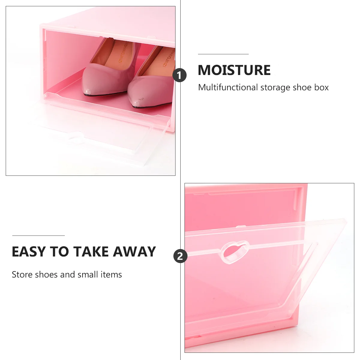 

6pcs Shoe Storage Box Heart Pattern Plastic Large Capacity Transparent Moisture Proof Dust Proof Waterproof Organizing Case For
