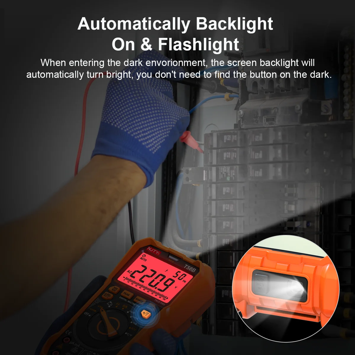 T58B T58C Professionelles Kfz-Multimeter 9999 zählt digitales Voltmeter mit automatischer Bereichswahl, Überlastschutz, Auto-Inspektionswerkzeug