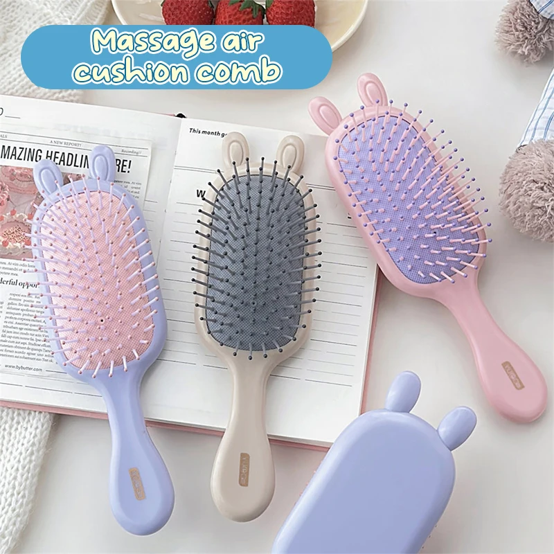 Cute Rabbit Anti Static Air Cushion Comb Women Long Hair Curling Fluffy Air Bag Comb Head Massage Comb Scalp Meridian Comb