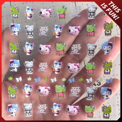 Autocollant de figurine de dessin animé mignon pour fille, Hellokitty, Mymelody, Cinnamoroll, 3D, stéréo, bricolage, nail art, cadeau de fête d'anniversaire, 1 pièce