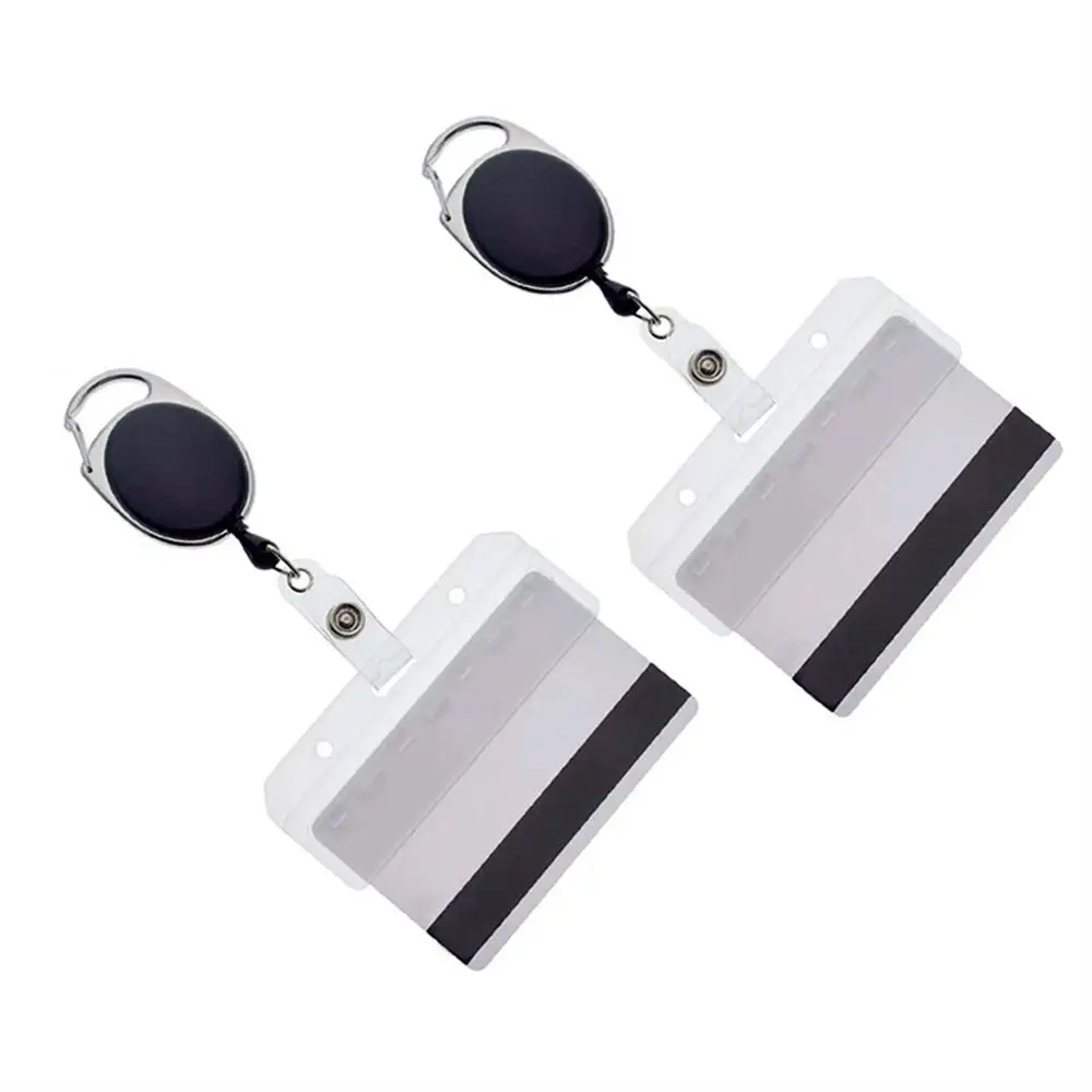 Horizontal Half Card Holder Transparent Credit Card Retractable Badge Reel Easy Pull Buckle Card Protector Name Card Cover