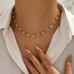 Pendant Flower Daisy Clavicle Chain Necklace Jewelry Decoration Ladies Cute Daisy Neck Chain Flower Alloy Clavicular Chain