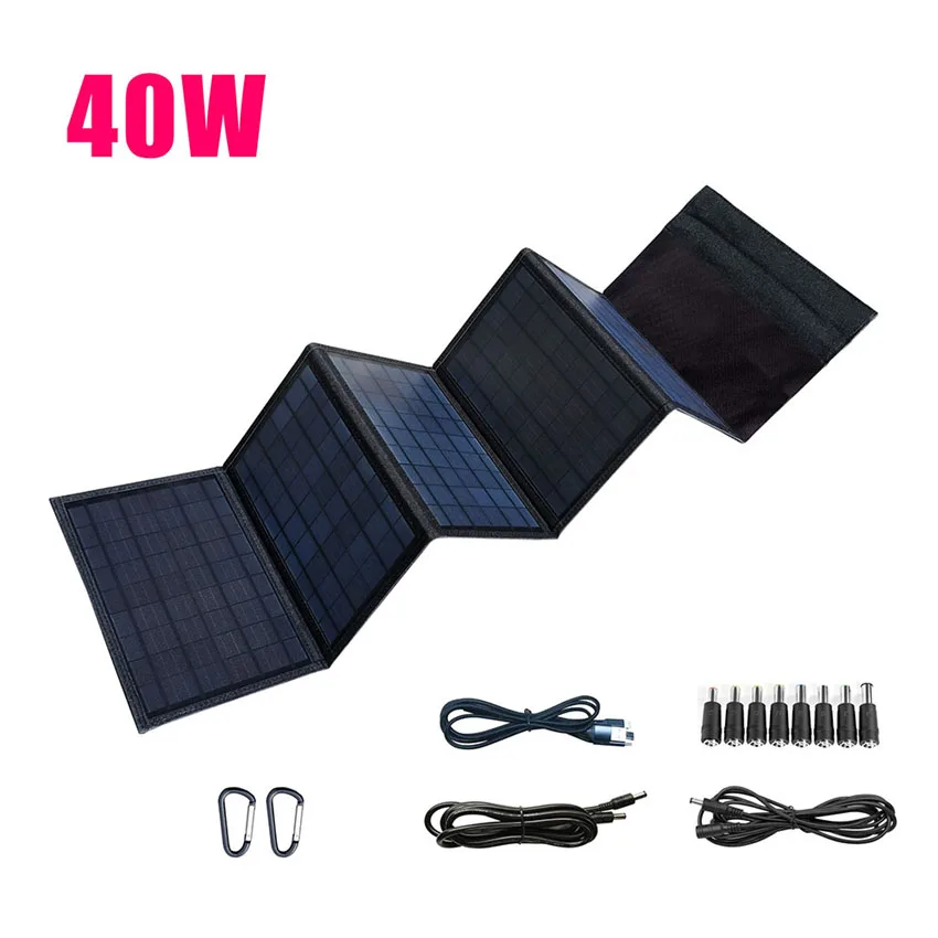 

40W Solar Panel Portable Folding Bag DC +Dual USB Output Solar Charger Outdoor Power Supply for Mobile Phone Power Generator