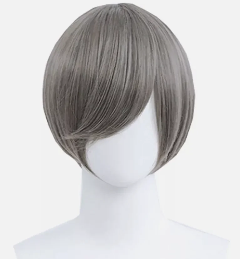 Wig Cosplay lurus pendek 30cm, rambut sintetis 18 warna hitam merah biru ungu