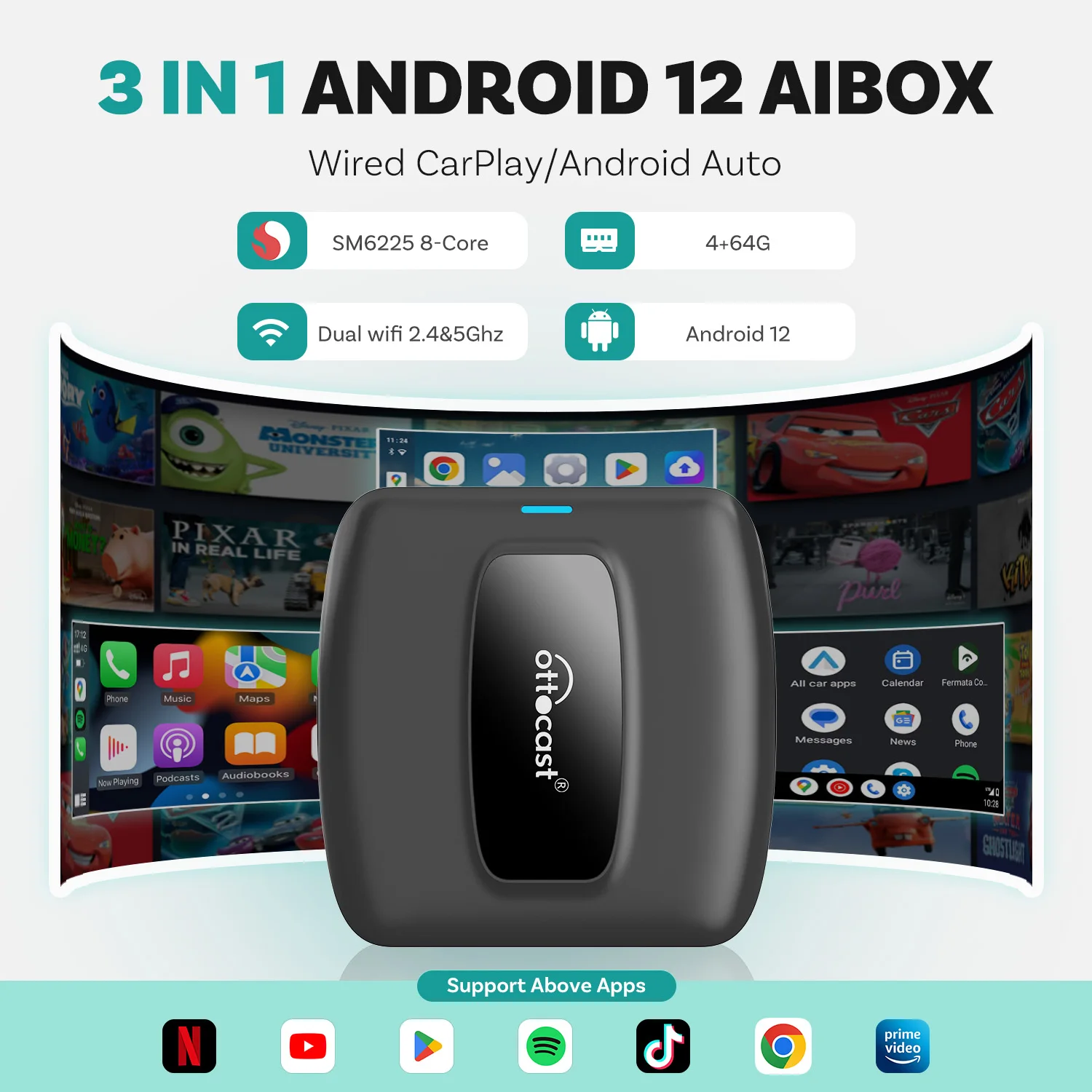 OTTOCAST Express P3 SE AI Box Android Smart TV Box para Youtube Spotify para Nissan Chevrolet Buick Peugeot Skoda accesorios de coche