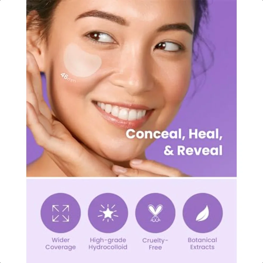 Spotl Patch Hydrocolloid Spot Patch for Wide Acne area Cheek Body Blackhead Cruelty Free and Vegan Friendly 12 Count