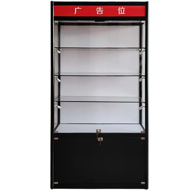 Glass Display Cabinet Transparent Figure Model Display Cabinet Accessories Glass Door Gift Shelf Tobacco and Alcohol Samples