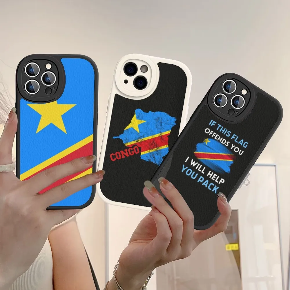 

Democratic Republic Of The Congo Flag Phone Case Hard Leather For iPhone 14 13 12 Mini 11 14 Pro Max Xs X Xr 7 8 Plus Fundas