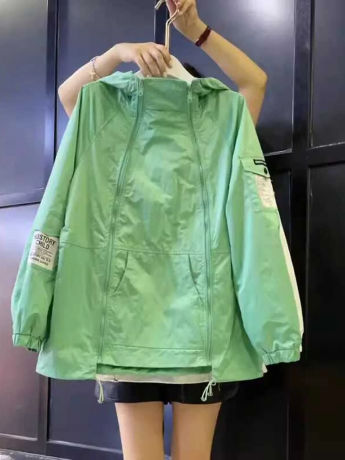 Giacca a Vento Casual con Doppia Cerniera, Sottile, Primaverile e Autunnale, Abbigliamento Protettivo Solare alla Moda per Donne, Indossabile all'Aperto