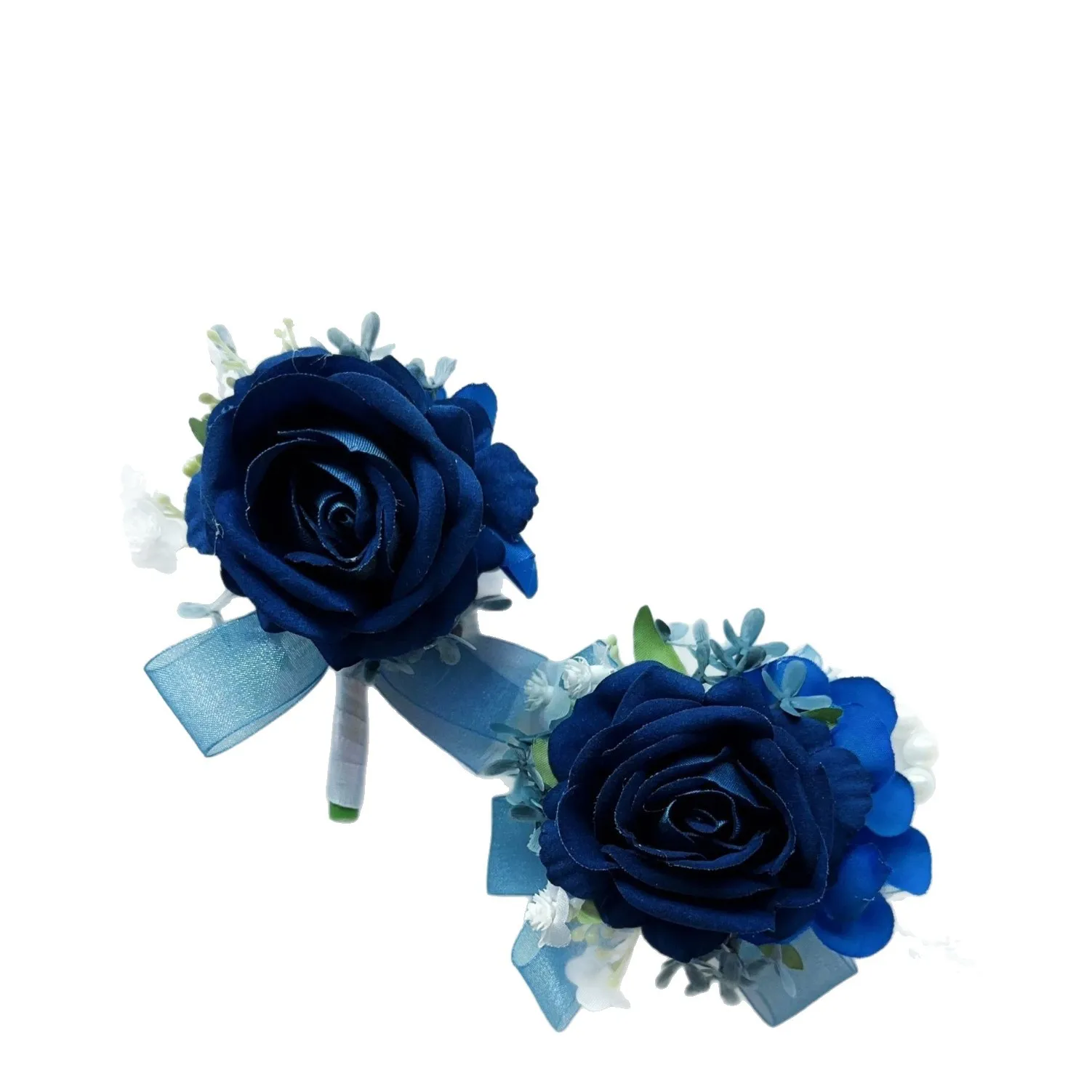 

CX Retro Wedding, Simulation Flower Rose Blue Celebration Opening Guests Bride and Groom Wrist Flower Wedding