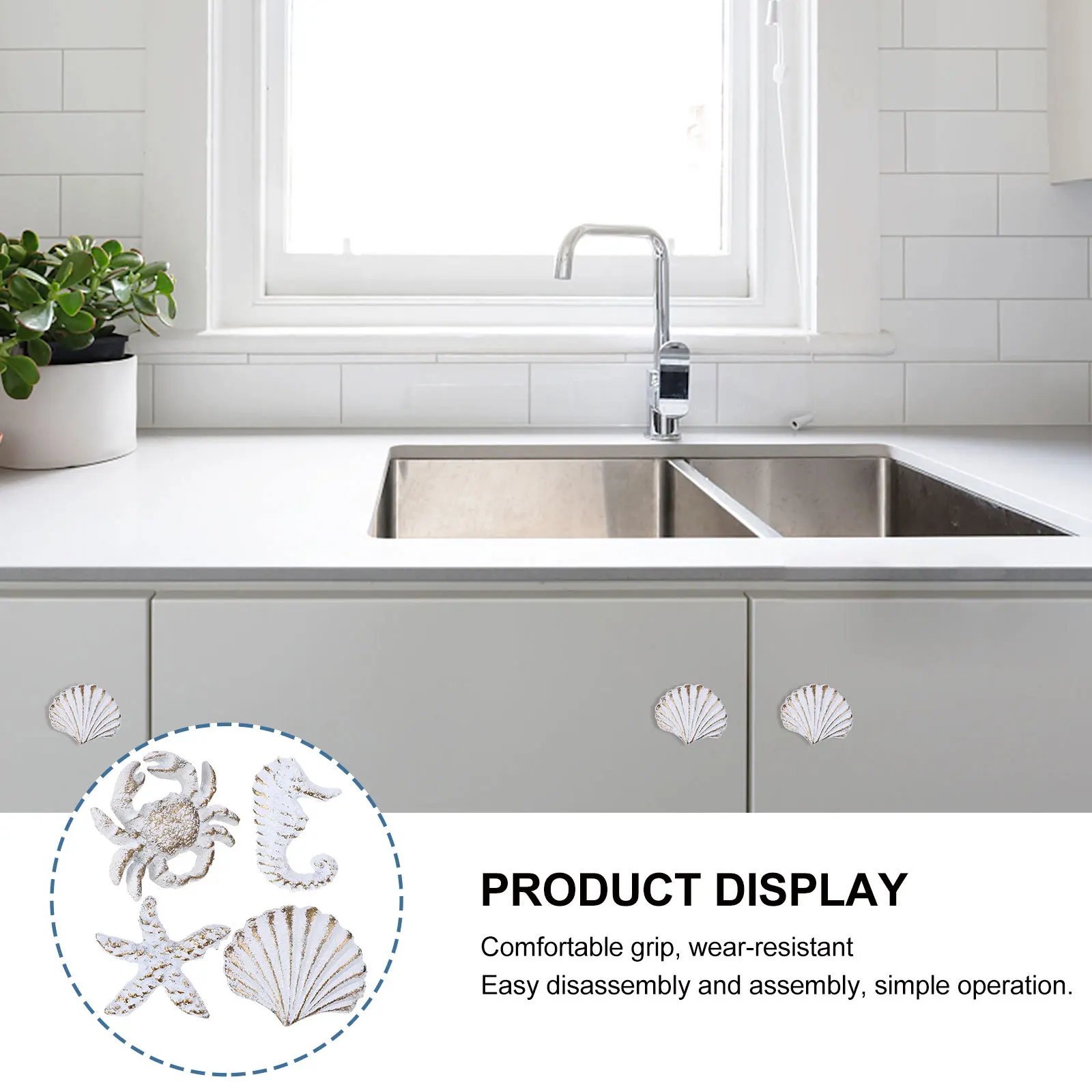 

1Set Marine Animals Cabinet Drawer Knobs Moderate Size Equipped Screws Easy Install Door Pull Handles Home Use