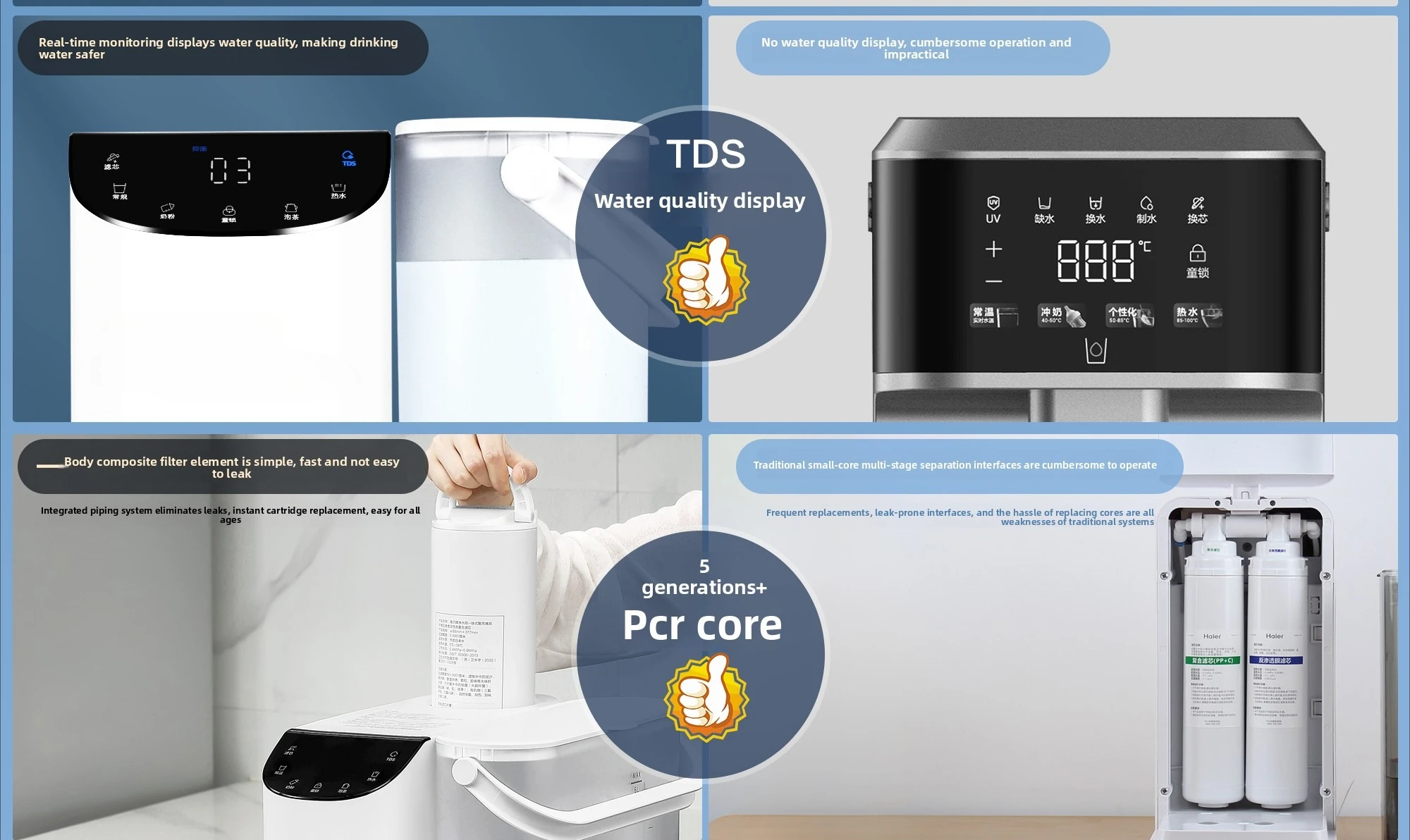Desktop Drinking Machine Water Purifier, Household Direct Drinking Instant Drinking Water Filtration and Heating Machine
