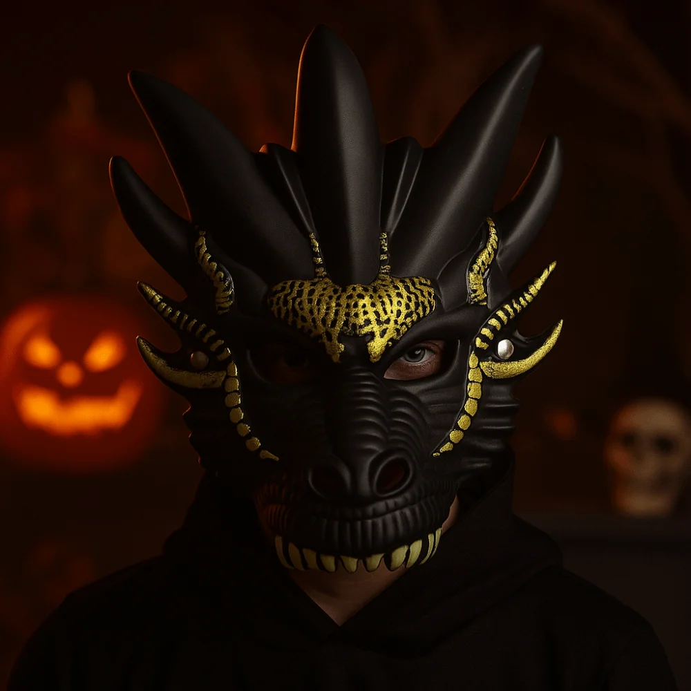 

Creative Plastic Dragon Head Mask Animal Cosplay Accessories Halloween Mask Full Face Dress Up Props Masquerade Mask Nightclub