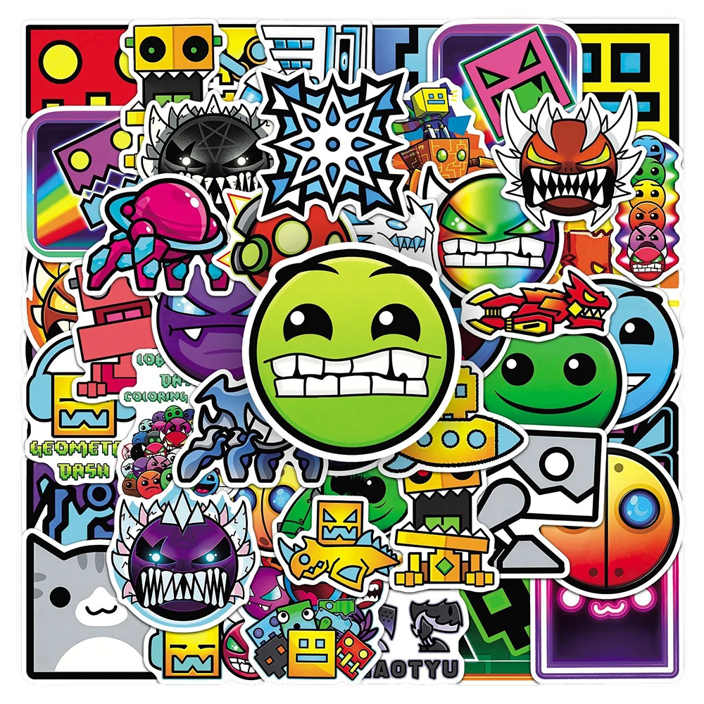 10/30/50pcs Geometry Dash Cartoon Stickers Funny Game Graffiti Decals DIY Suitcase Phone Guitar Luggage Cool Sticker Wholesale