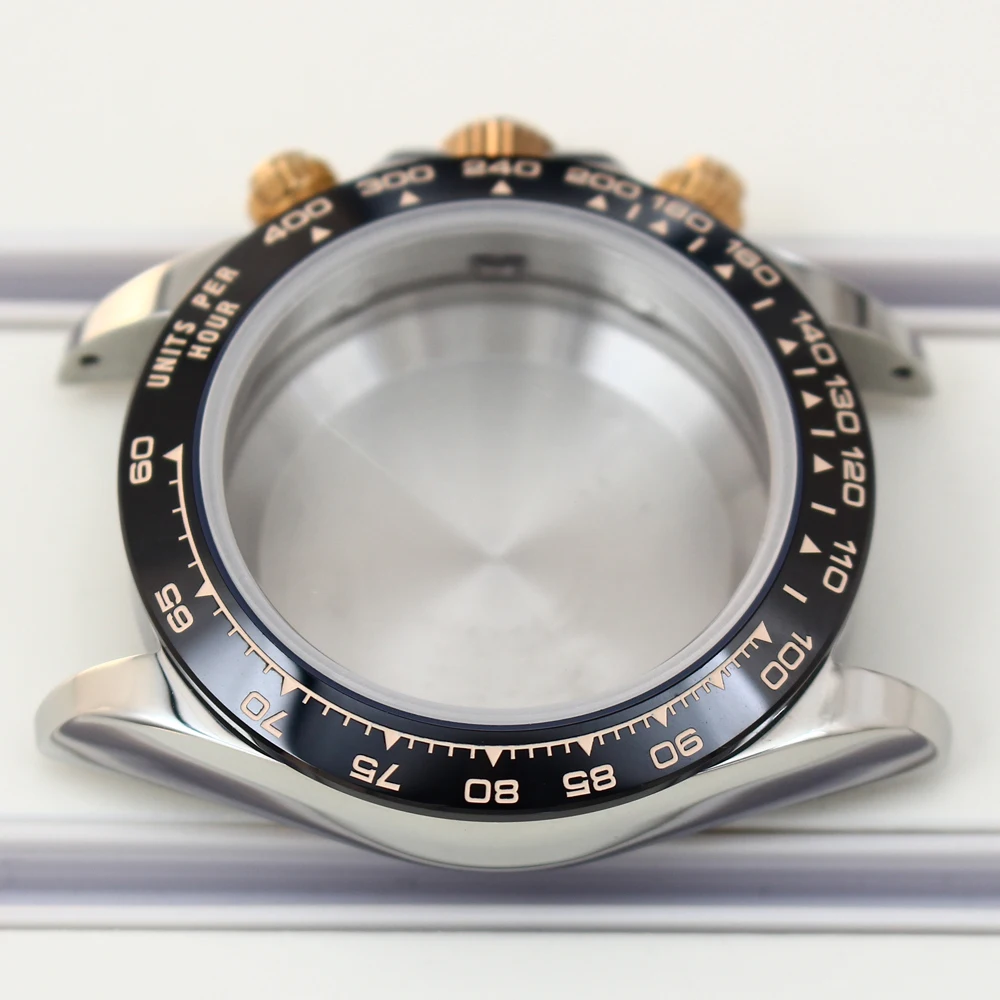 Roségold VK63 Gehäuse 39mm Massives Edelstahl-Uhrengehäuse mit Saphirglas für VK63 Uhren Automatikwerk Zubehör – Detail 5