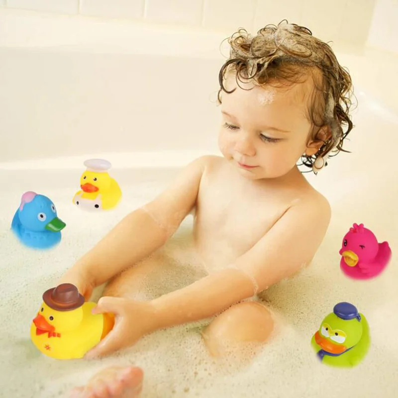 5-40pcs Creative Assortment Rubber Duck Toy Duckies for Kids squeal Baby Bath Toys Baby Showers Summer Beach and Pool Activity