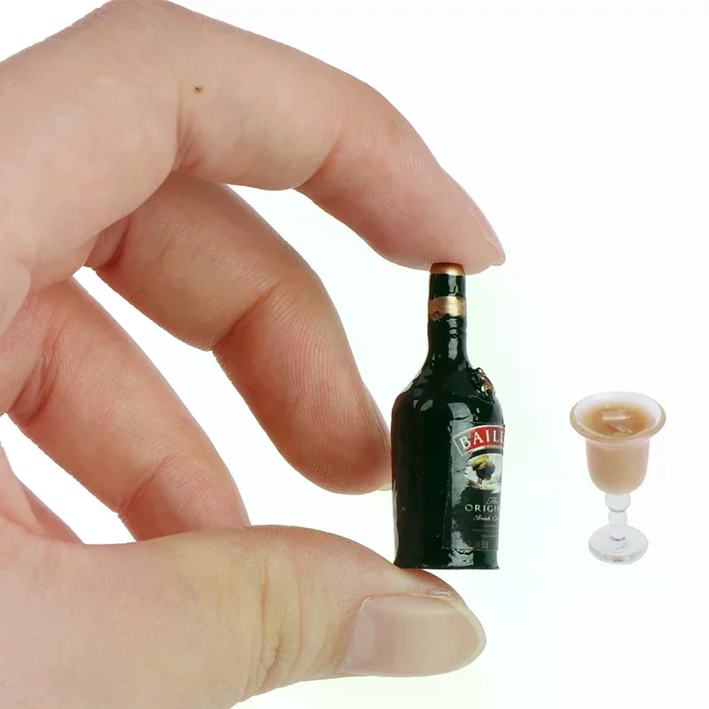 Dollhouse Miniature Model 12 Wine Bottle Set With Cup Simulation Drinks Toys 1/12 Perfect Gift For Kids Fun Play Toy
