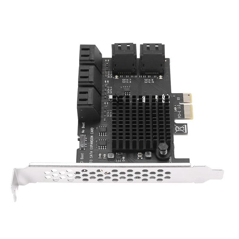 10 Port SATA 3.0 To Pcie X1 Expansion Card PCI Express SATA Adapter SATA3 6G Converter With Heatsink For Windows