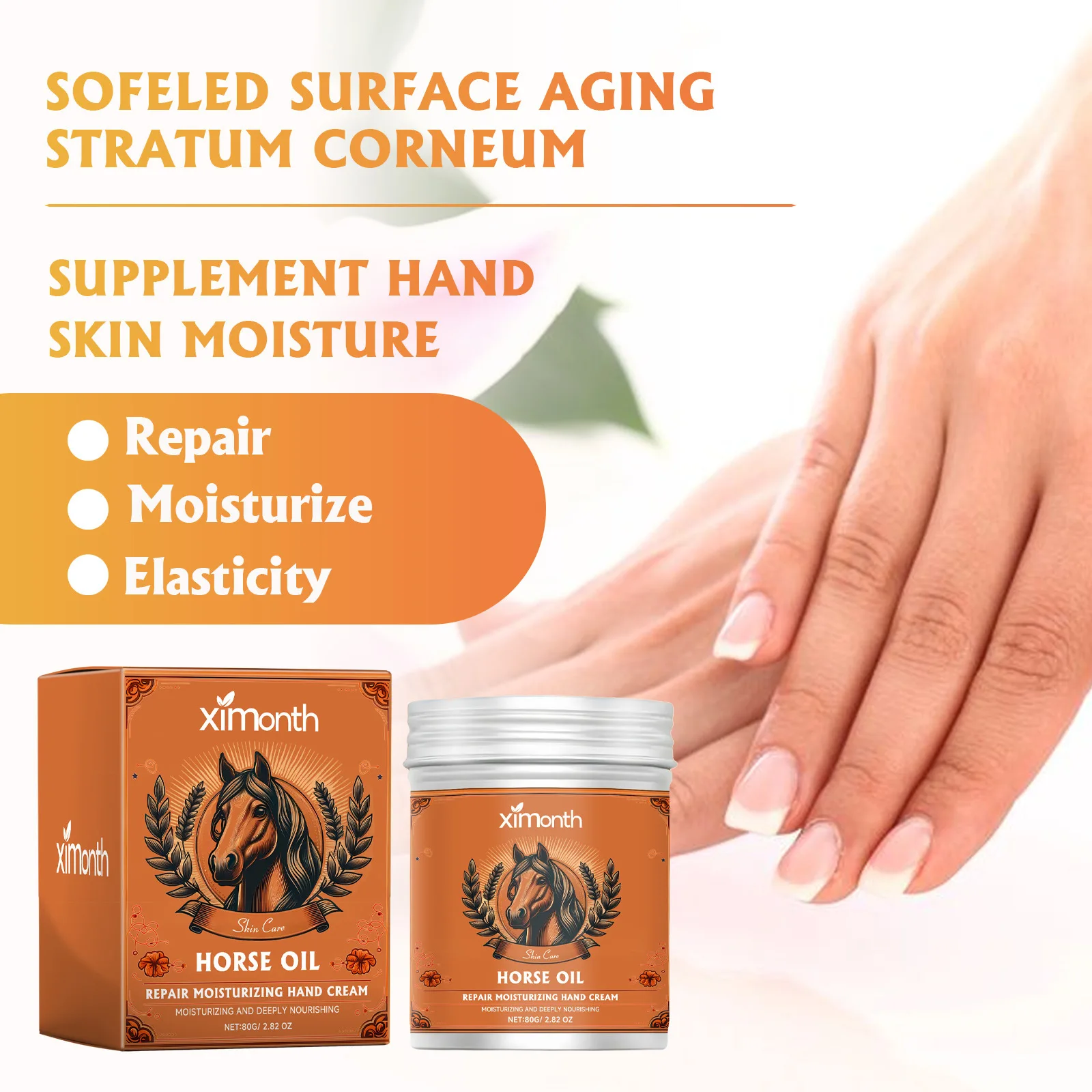 Horse Oil Hand Foot Cream Prevent Cracked Dry Skin Peeling Repair Moisturizing Nourishing Firming Tighten Reduce Fine Line Cream - Image 5