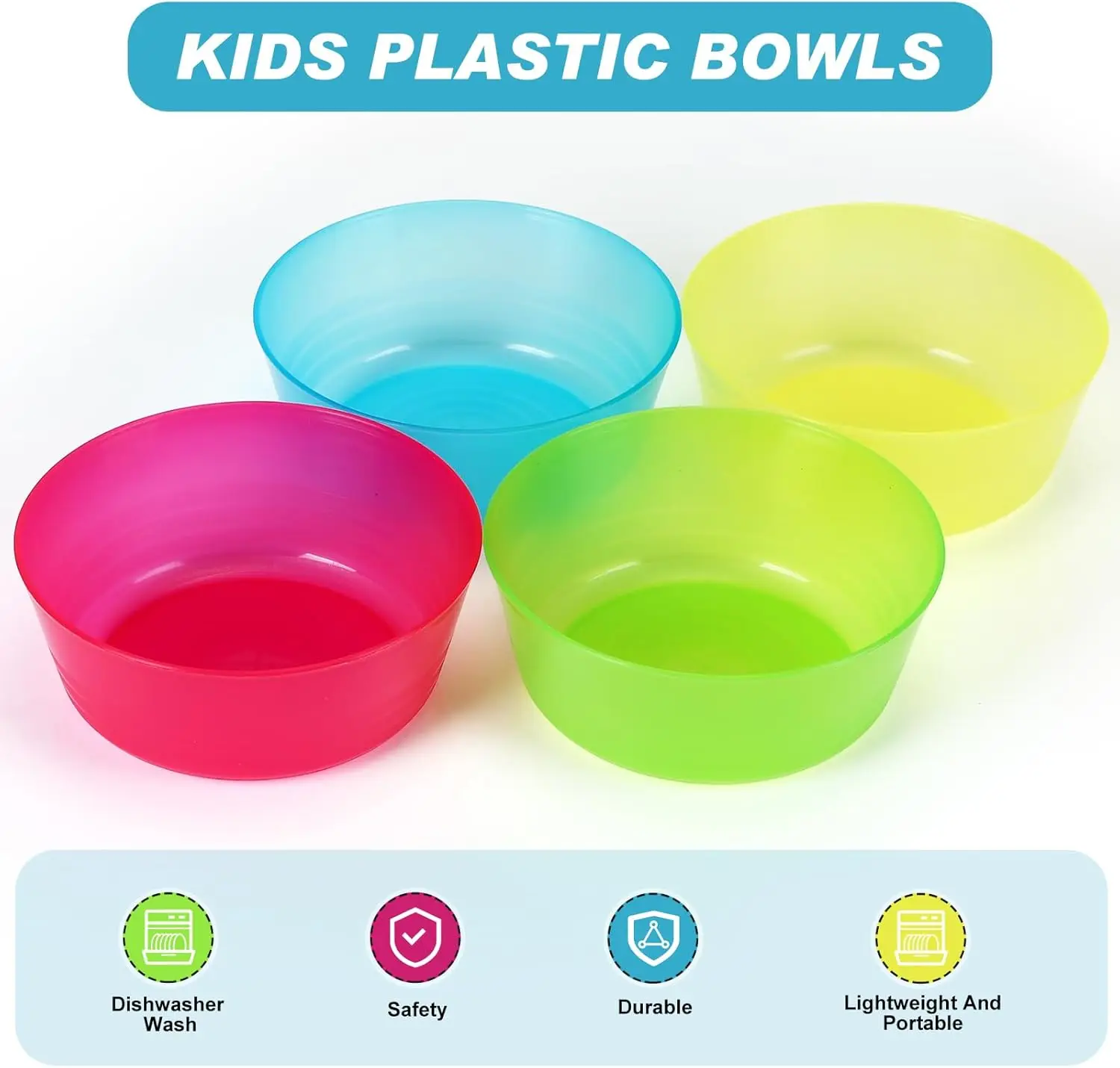 96 قطعة أطباق بلاستيكية للأطفال 14 أونصة أوعية حبوب صغيرة ملونة زاهية لغسالة الأطباق والميكروويف آمنة للأطفال الصغار أدوات مائدة للوجبات الخفيفة