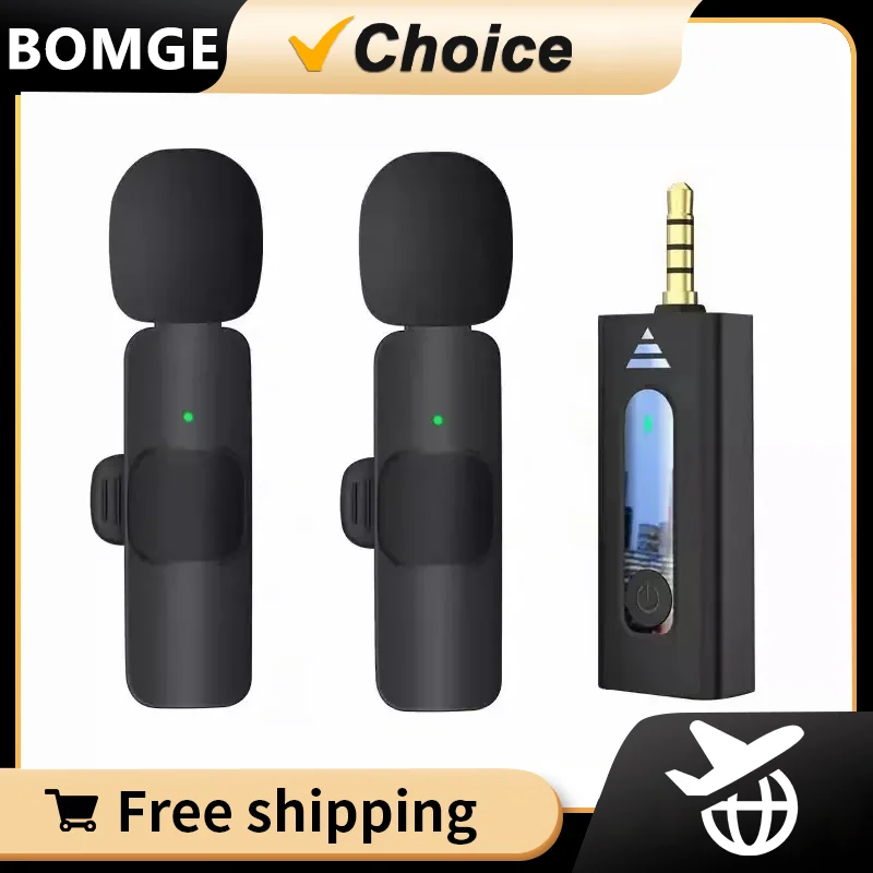 BOMGE K35 Wireless Lavalier Bluetooth Lapel Microphone Mini mic For Phone PC Cell Smartphones Laptop Desktop Collar