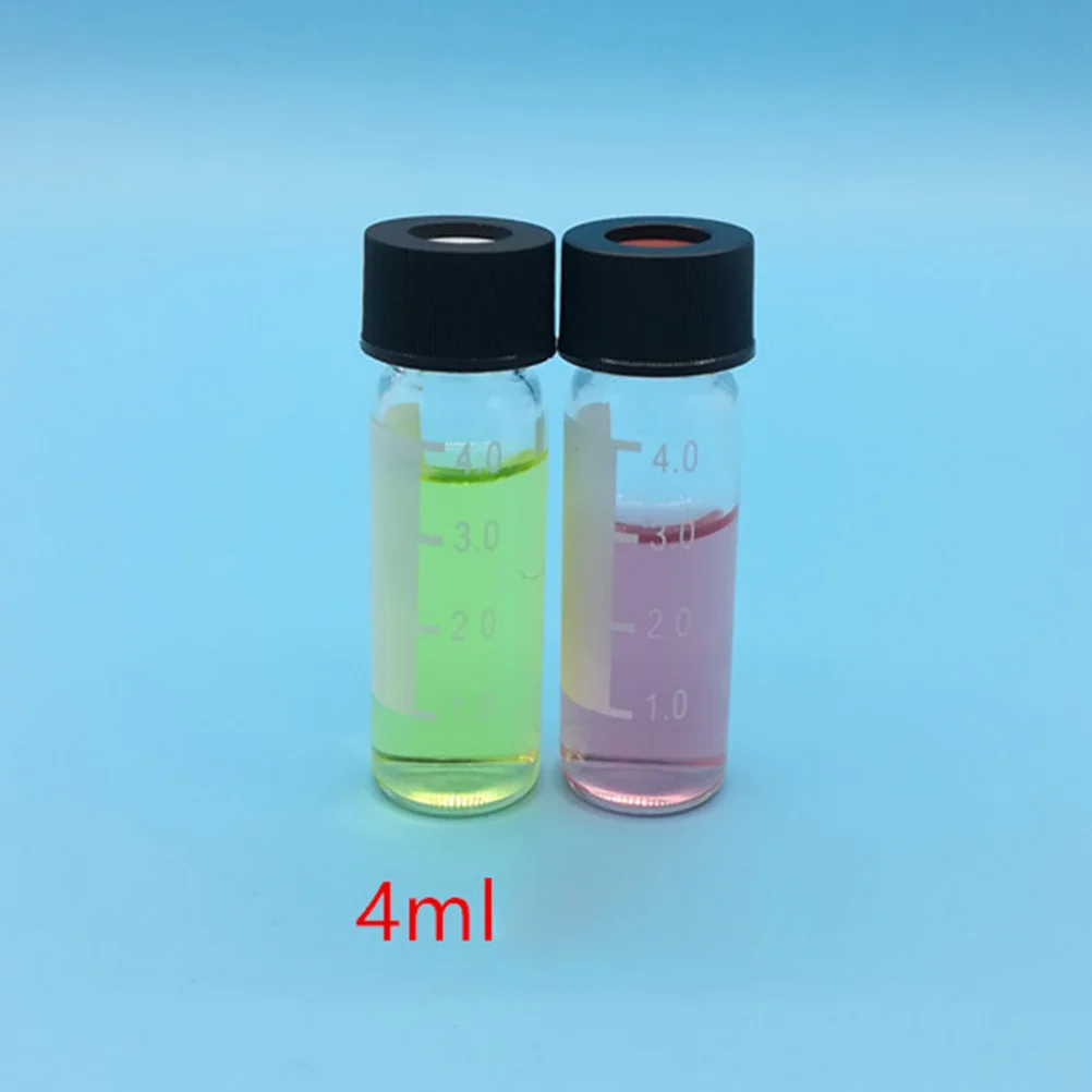 

20Pcs Chromatography Sample Vials Screw Neck Transparent Bottle Black Lid Reagent Serum Storage Bottles for Science Pharmacy