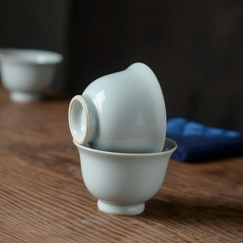 ★Jingdezhen Hand-Made Flower God Cup Antique Tea Cup Large Master Cup Kung Fu Tea Cup Fragrant and Hot Tea Table Decoration