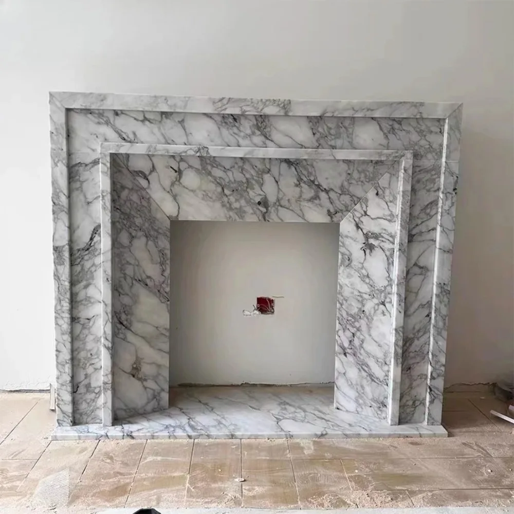 

Marble French large white stone living room entrance decorative cabinet American simplicity