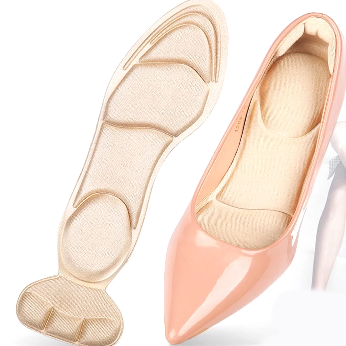 

2 in 1 High Heel Insoles Sponge Padding Women Shoes Heel Protectors Anti Slip Comfortable Fits Most Sizes Foot Care Tools