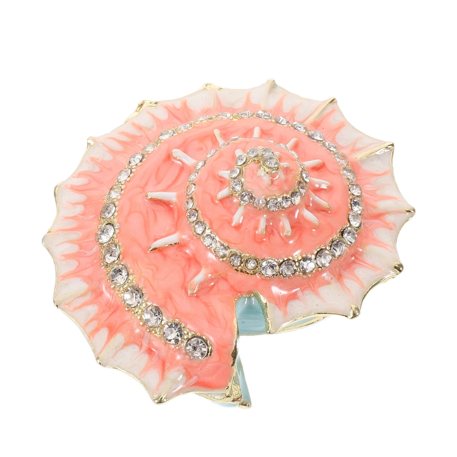 Seashell Jewelry Box Mini Enameled Decorative Orange Conch Shell Organizer Ring Necklace Keepsake Box