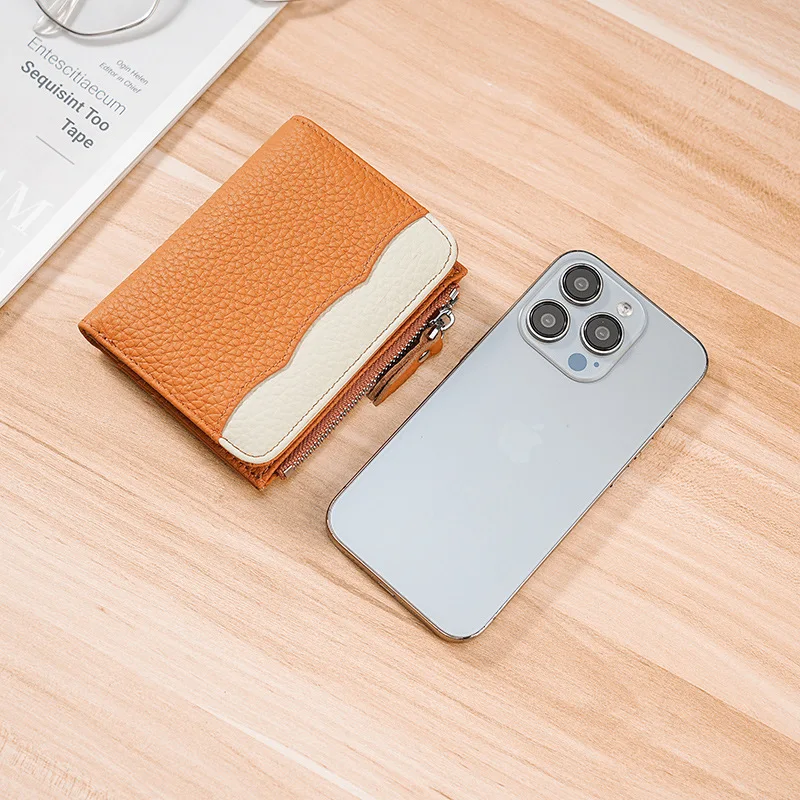 Kleine portemonnee dames echt leer Japanse portemonnee RFID beschermende kaarthouder geldzak voor dames