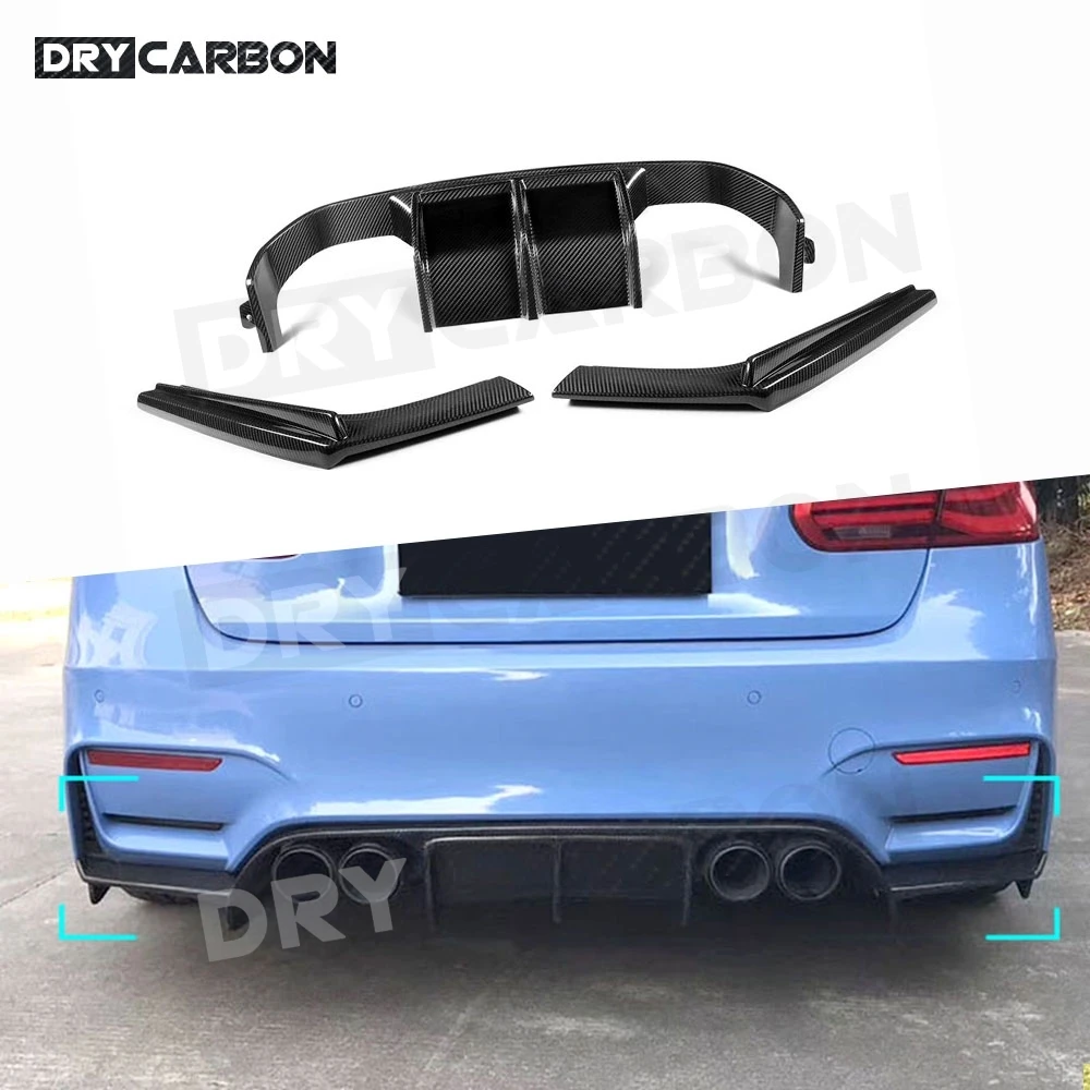 

V Style Dry Carbon Fiber Body Kits Car Rear Bumper Diffuser Lip Spoiler for BMW F80 M3 F82 F83 M4 2014-2017 Rear Splitters