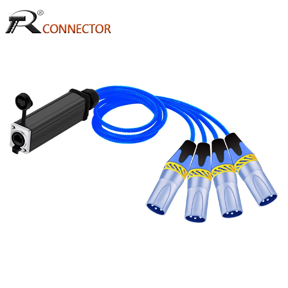 RJ45 CAT5 Female with Shielded to 4 Channel 3Pin XLR Silver Plated Pin Male/Female Connector Cable Audio Adapter Signal Extender