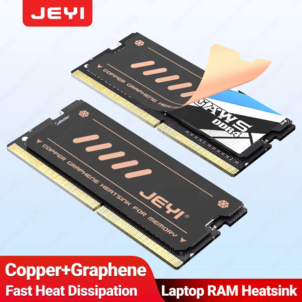 JEYI Graphene Laptop RAM Heatsink, Dual-Layer Graphene and Copper Foil Design Cooler Memory Radiator for DDR5 DDR4 DDR3 DDR2