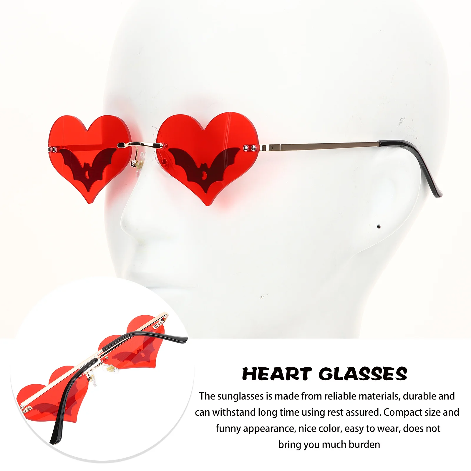 

Heart Sunglasses Rimless Design Stylish Unisex Cool Glasses For Party Beach Travel Photo Props Frameless Shades