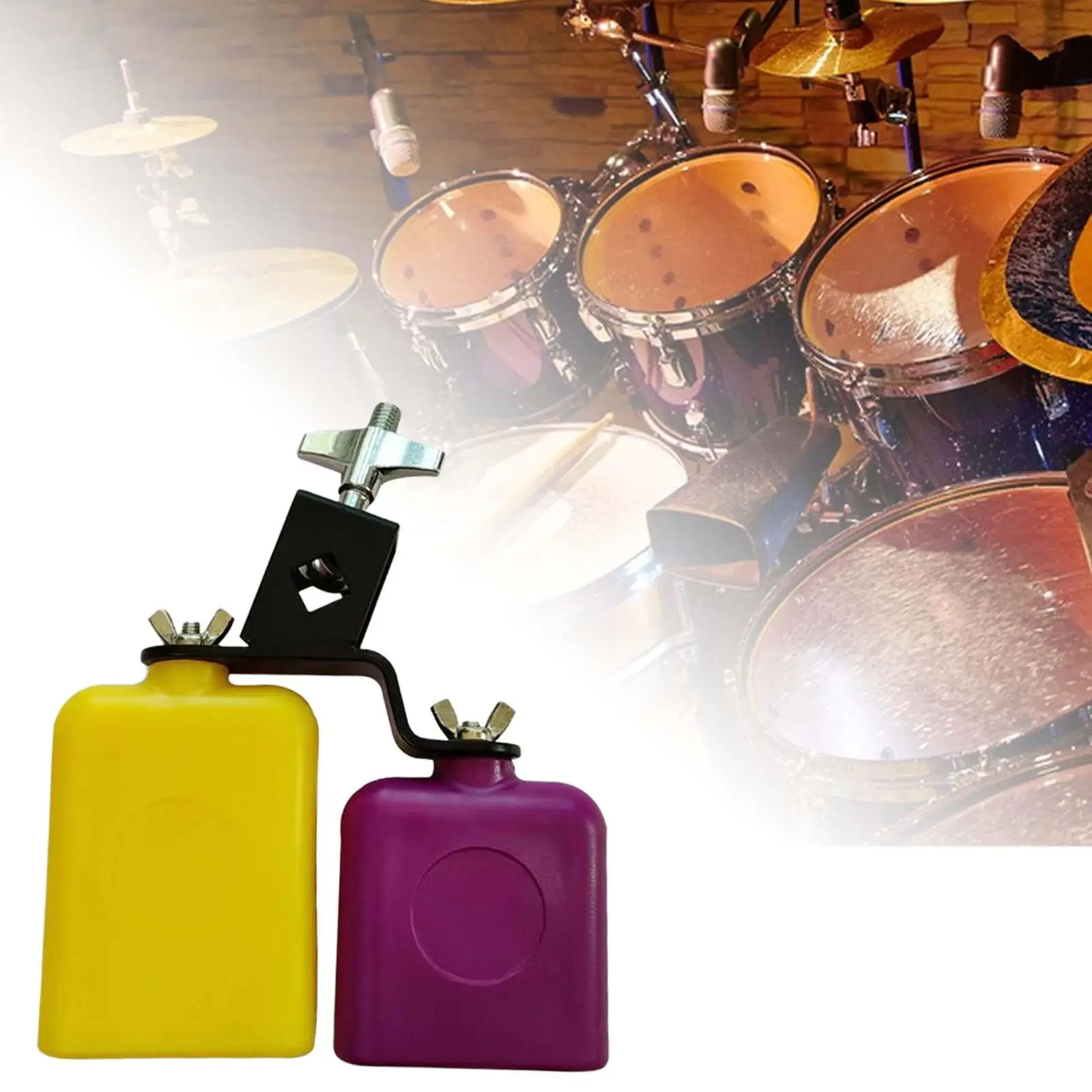 High and Low Tones Bicolor Cowbell Drum Accessories Jam Block with Mount for