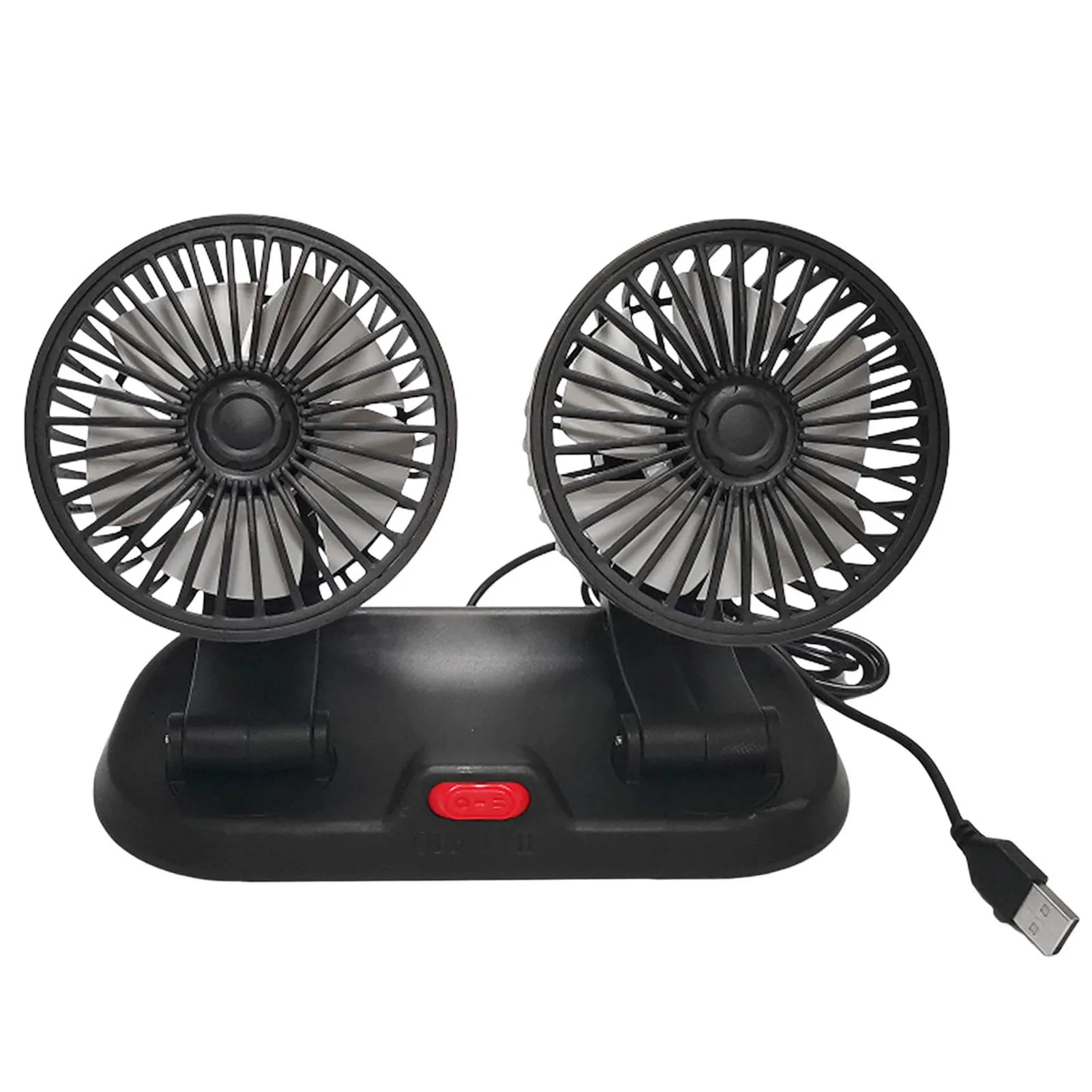 

Dual Head USB Fan for Car 360° Rotation Portable Vehicle Cooling Fan Suitable for Libraries Kitchens