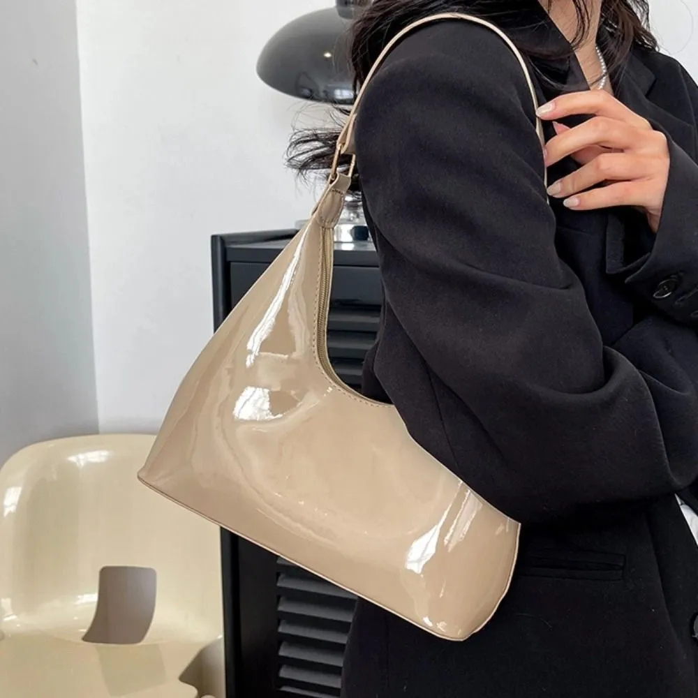

Fashion Glossy Retro Shoulder Bags French Style New Design Luxury Armpit Bag Temperament PU Leather Women's Handbag Female